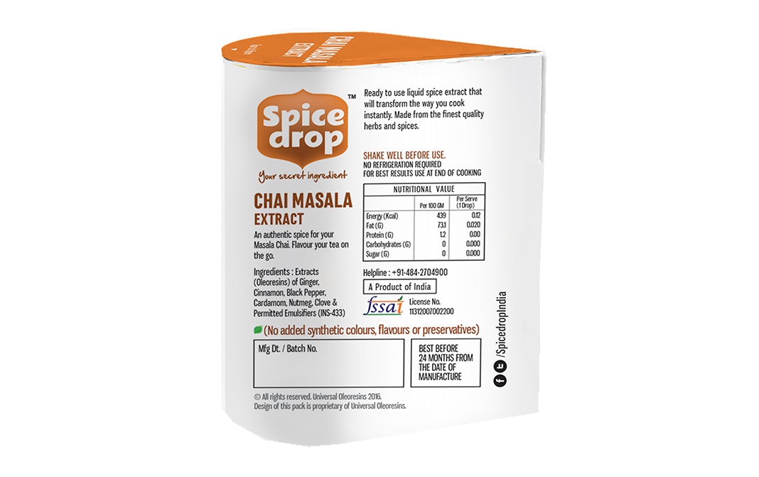 Spice Drop Chai Masala Extract    Pack  5 millilitre